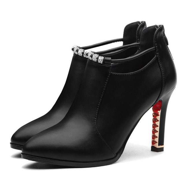 Women Shoe Genuine Leather SEXY Pump Super High Heels Thin Heel Women's Shoes Leather Sexy High Heels Ultra-thin Heel