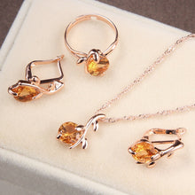 Load image into Gallery viewer, Unique Sky Blue Stone Water Drop Pendant Necklace With Rings Earrings Jewelry Sets