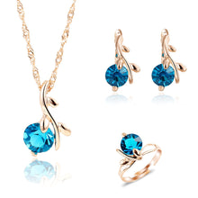 Load image into Gallery viewer, Unique Sky Blue Stone Water Drop Pendant Necklace With Rings Earrings Jewelry Sets