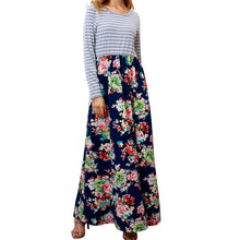 Load image into Gallery viewer, Women Fashion Long Sleeve Print Striped O-neck Loose Casual  Dresses