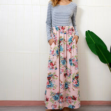 Load image into Gallery viewer, Women Fashion Long Sleeve Print Striped O-neck Loose Casual  Dresses