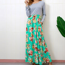 Load image into Gallery viewer, Women Fashion Long Sleeve Print Striped O-neck Loose Casual  Dresses