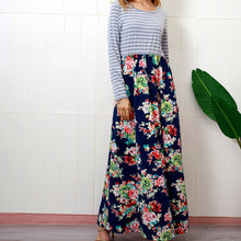 Load image into Gallery viewer, Women Fashion Long Sleeve Print Striped O-neck Loose Casual  Dresses