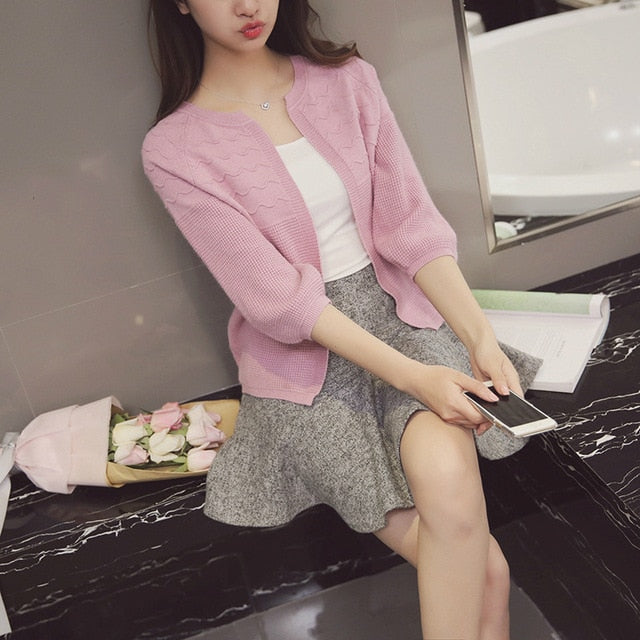 Sweater For Women Cardigan Women 2016 Autumn Knitted Women Casual Sweater Knitwears Poncho Pull Femme Tunics Pink Red Black E438