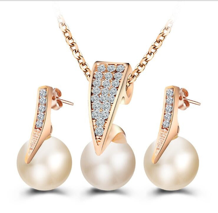 Lady Pearl Pendant Nacklace Sautoir Mother-of-pearl Collarbone Chain Nacklace Earrings