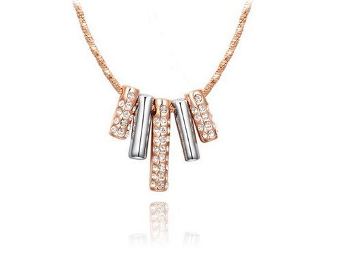 fashion nacklace,Austrian crystal necklace,rose gold five pillars