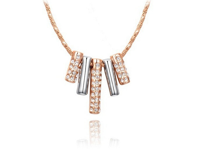 fashion nacklace,Austrian crystal necklace,rose gold five pillars