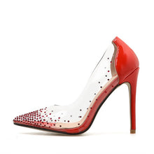 Load image into Gallery viewer, rhinestone high heels women pumps pointed toe thin heels pumps women shoes high heel shoes transparent heel tacones mujer