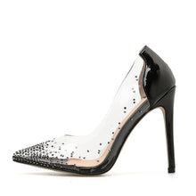 Load image into Gallery viewer, rhinestone high heels women pumps pointed toe thin heels pumps women shoes high heel shoes transparent heel tacones mujer
